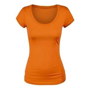 A New Day Orange Ribbed Short Sleeve T-shirt Size XS New